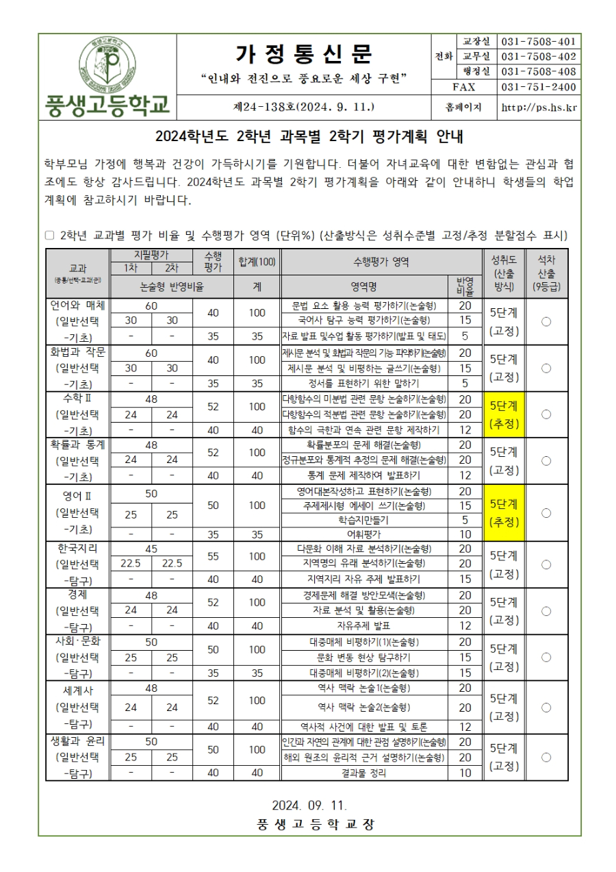 2024학년도 2학년 과목별 2학기 평가계획 안내001.jpg