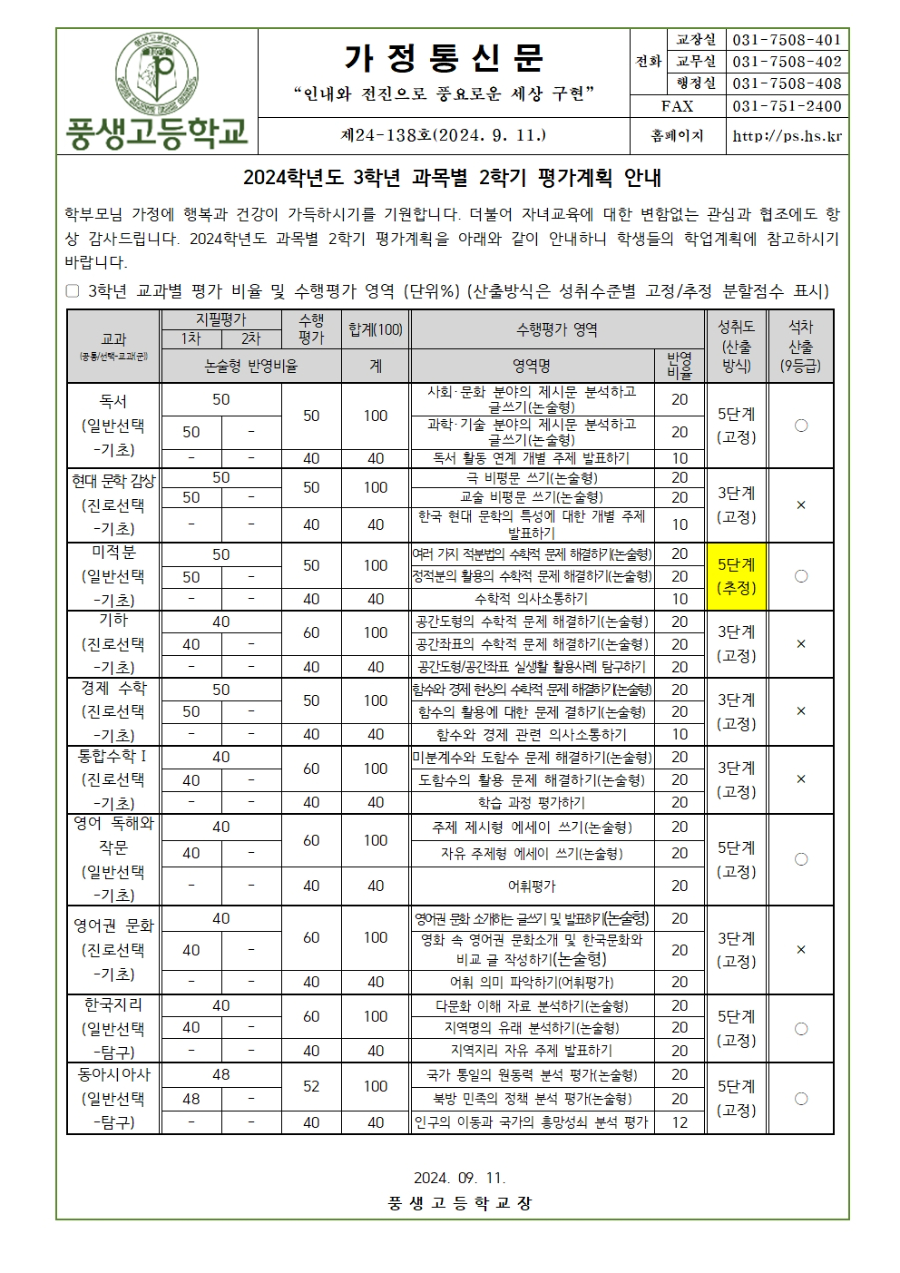 2024학년도 3학년 과목별 2학기 평가계획 안내001.jpg